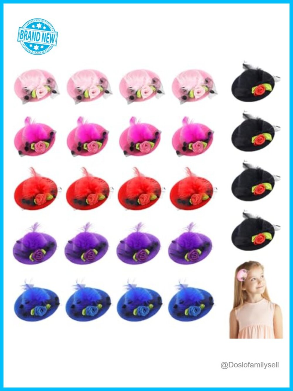 24Pc Mini Top Hat Fascinator Hair Clips for Tea Party